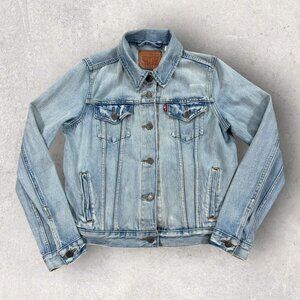 Levis Denim Trucker Jacket Womens Large Light Wash Fitted Jean Jacket